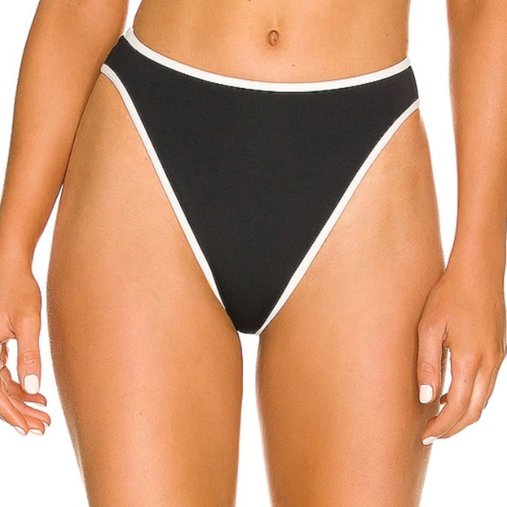 l*space Black Bikini Bottom with White Trim